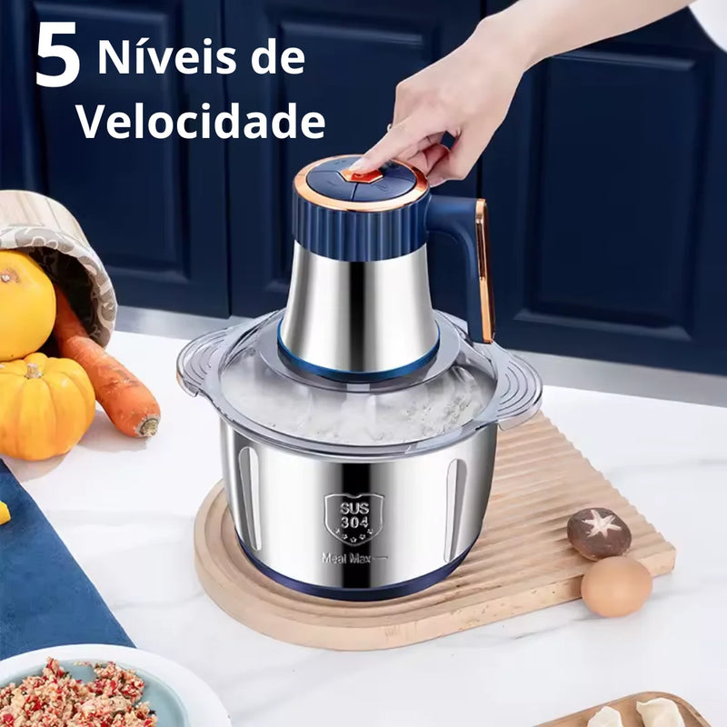 Moedor Elétrico Multiuso TurboChef Inox 5 em 1 + BRINDE: Dispenser Giratório Automático
