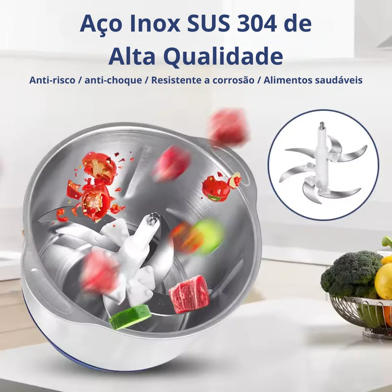 Moedor Elétrico Multiuso TurboChef Inox 5 em 1 + BRINDE: Dispenser Giratório Automático