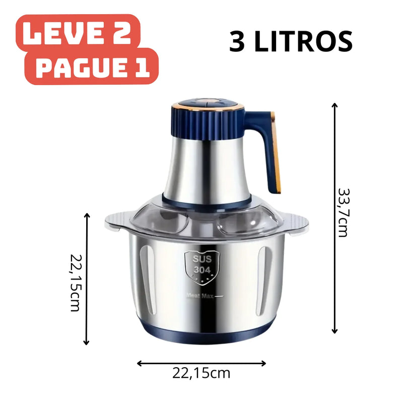 Moedor Elétrico Multiuso TurboChef Inox 5 em 1 + BRINDE: Dispenser Giratório Automático
